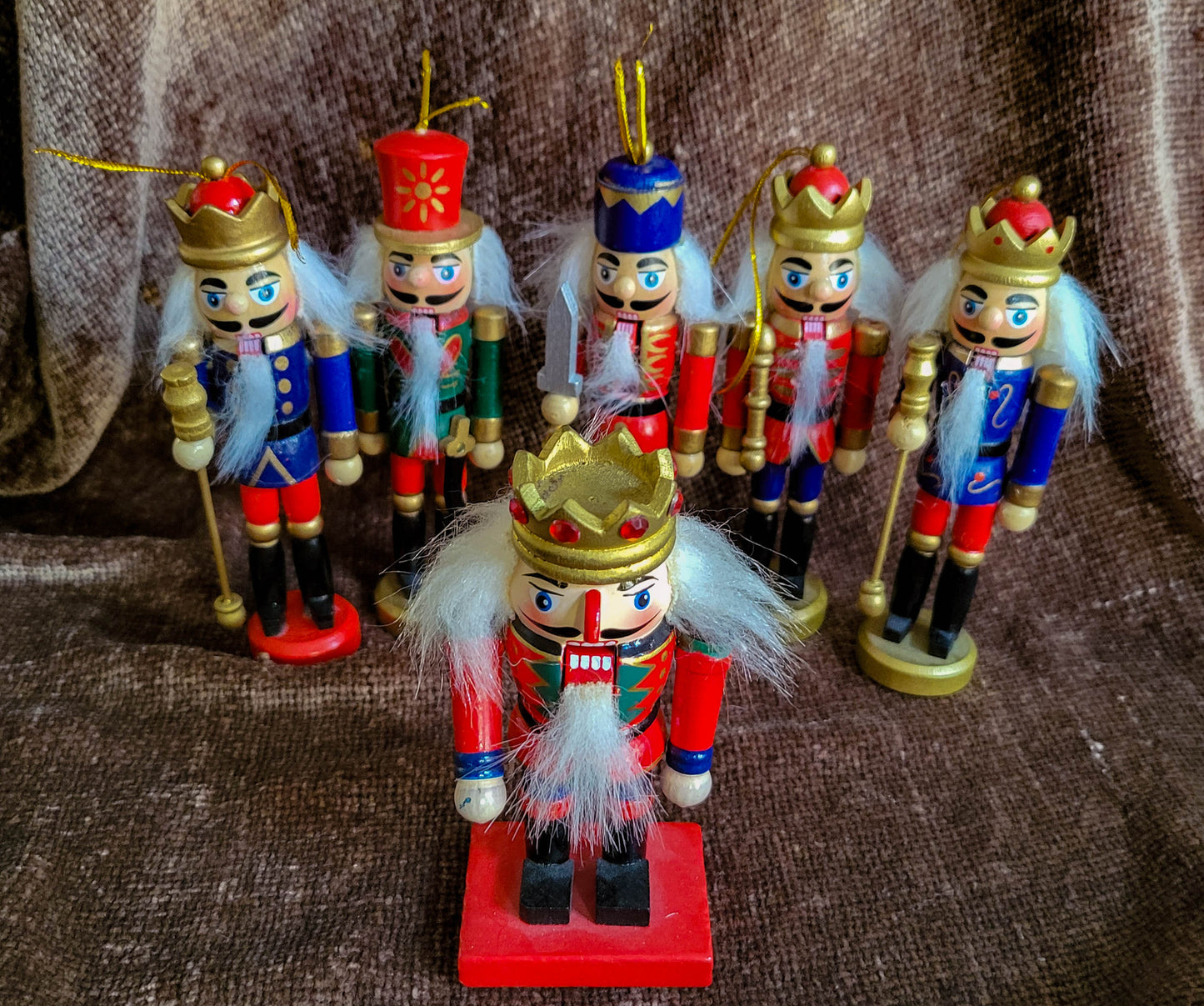 Mini Nutcrackers with Movable Mouths, Set of 6 - 4" to 5" Tall