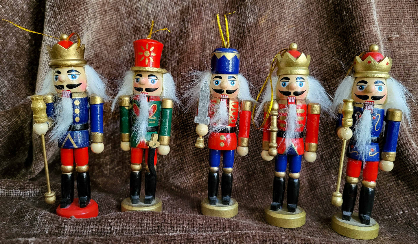 Mini Nutcrackers with Movable Mouths, Set of 6 - 4" to 5" Tall