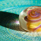 Small Art Glass Low-Rise Round Piece - 2.5" across and 1.25" tall