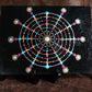 "The Wheel Turns": Hand-Painted Mandala on 1/4" Thick Wood Panel - 12" x 9" - Wood Display Stand Included